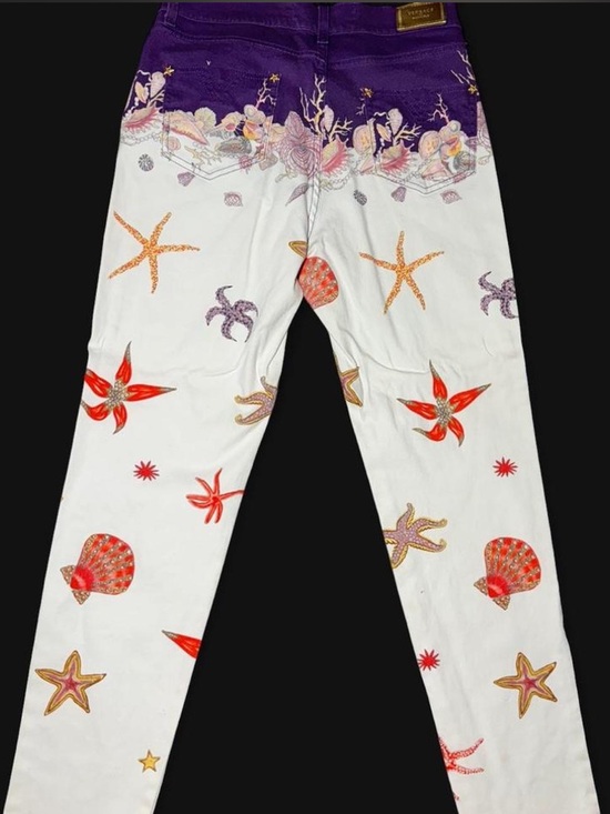 Versace Pants - Versace Purple High-Waist Jeans with Gold Medusa Button